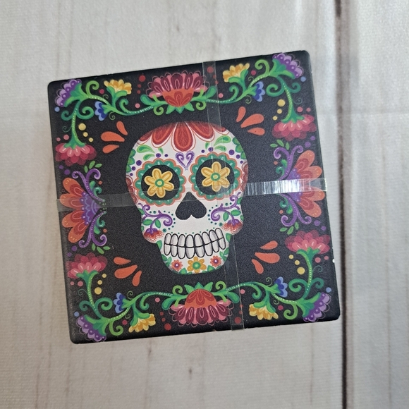 Other - Colorful Sugar Skull Drink Coaster Set